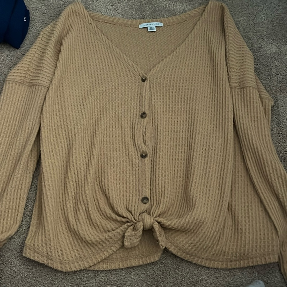 Yellow AE sweater with tie
